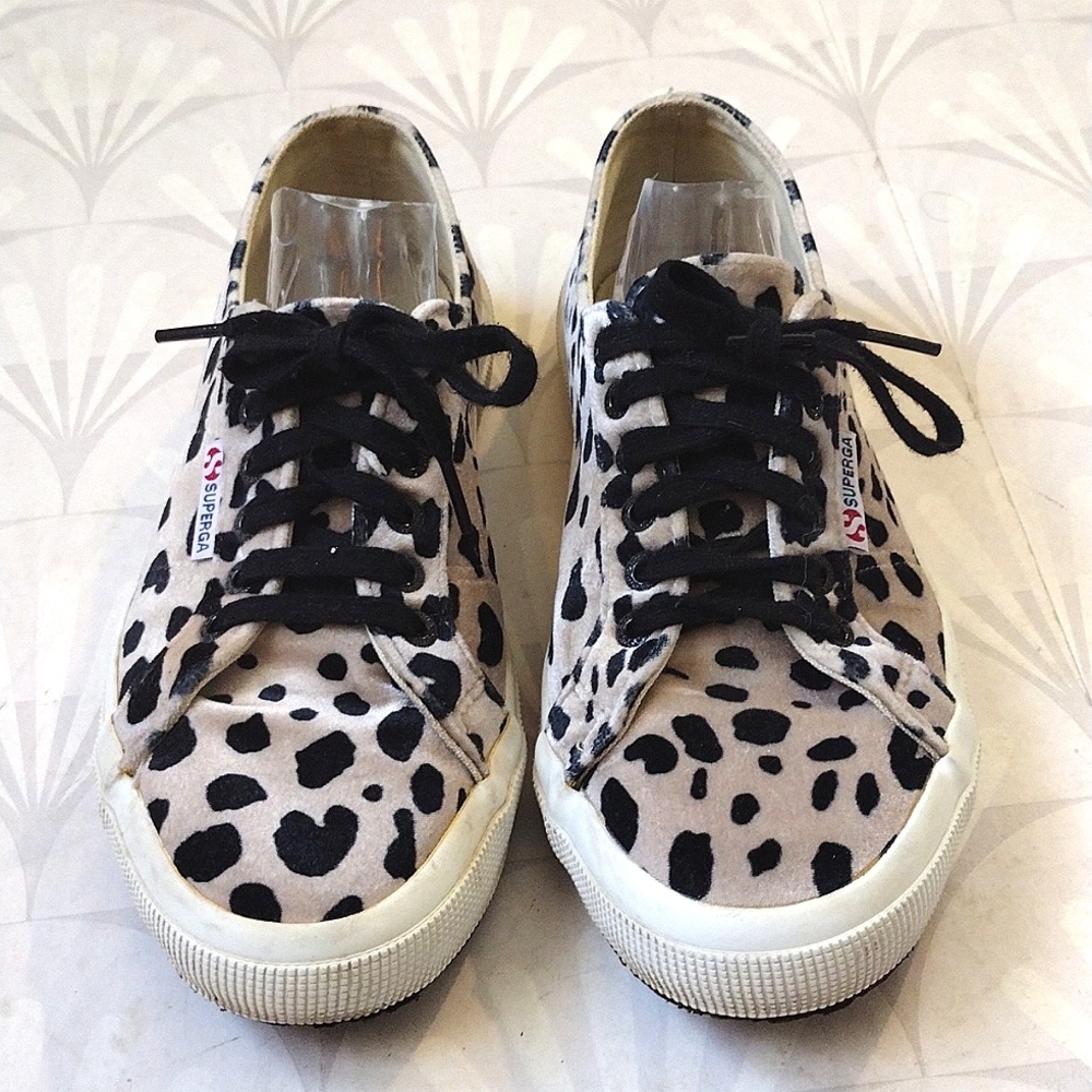 Superga Women's  Velvet Leopard Print Sneakers